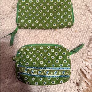 Vera Bradley Green Floral Cosmetic Bag Duo